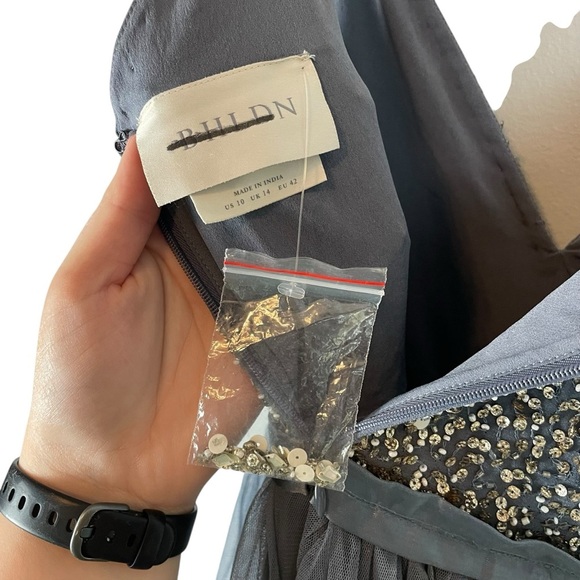 BHLDN Reception 1 Grey Sequin Bodice Tulle Gown Dress Size 10 NWT - Picture 12 of 15
